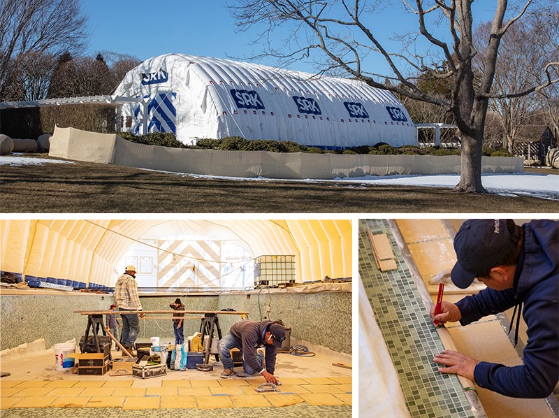 Collage of SRK Pools construction.